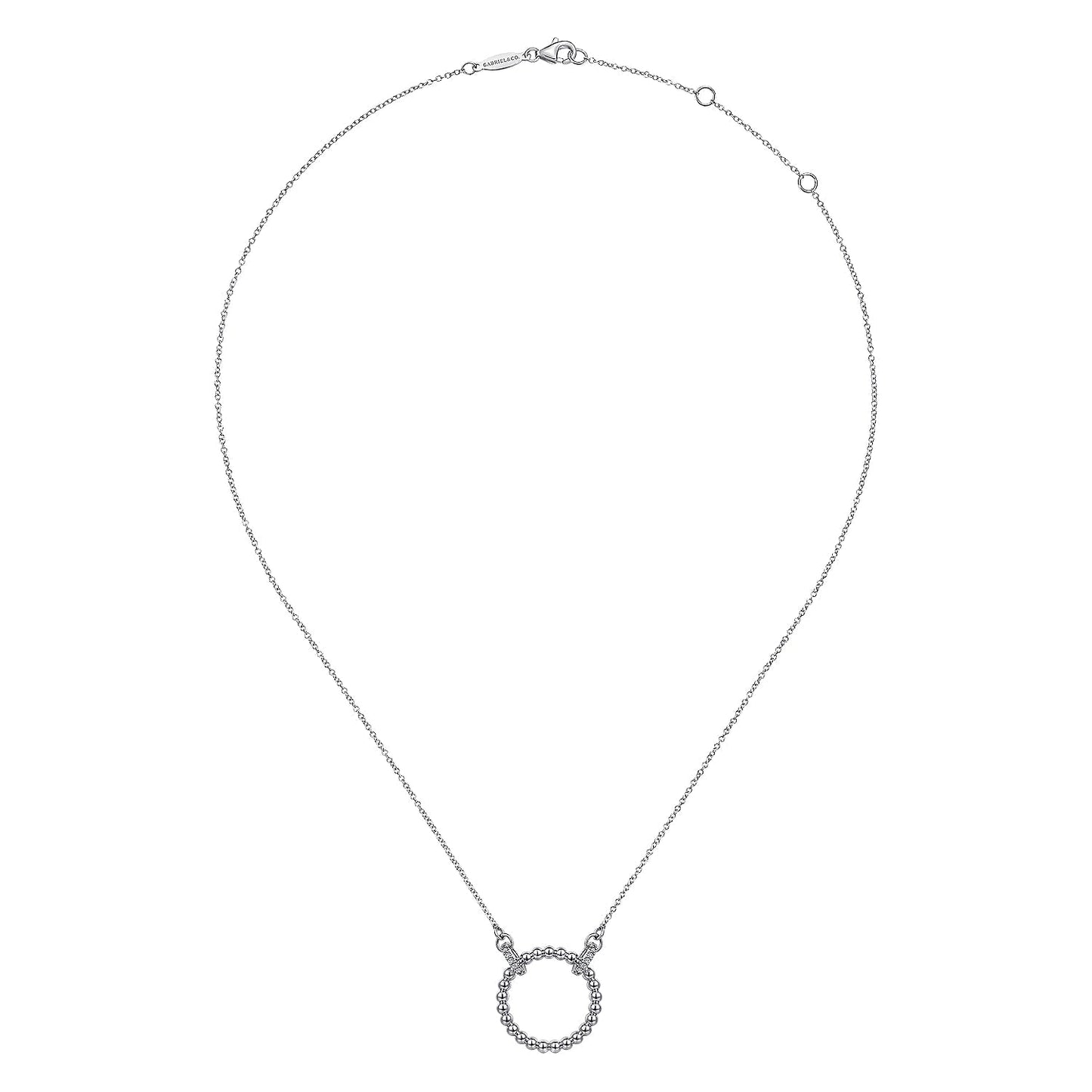 Sterling Silver Bujukan White Sapphire Open Circle Pendant Necklace - Warwick Jewelers