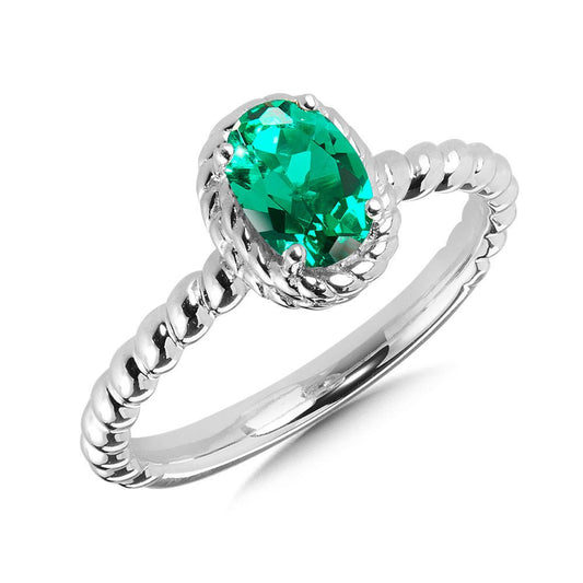 Sterling Silver Created Emerald Ring - Warwick Jewelers