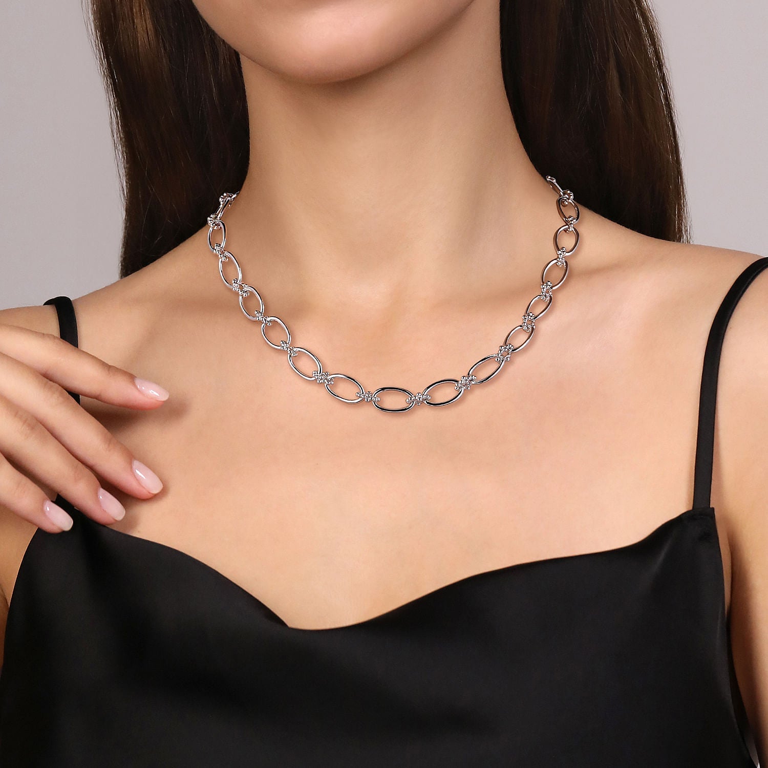 Sterling Silver Oval Link Chain Necklace with Bujukan Connectors - Warwick Jewelers