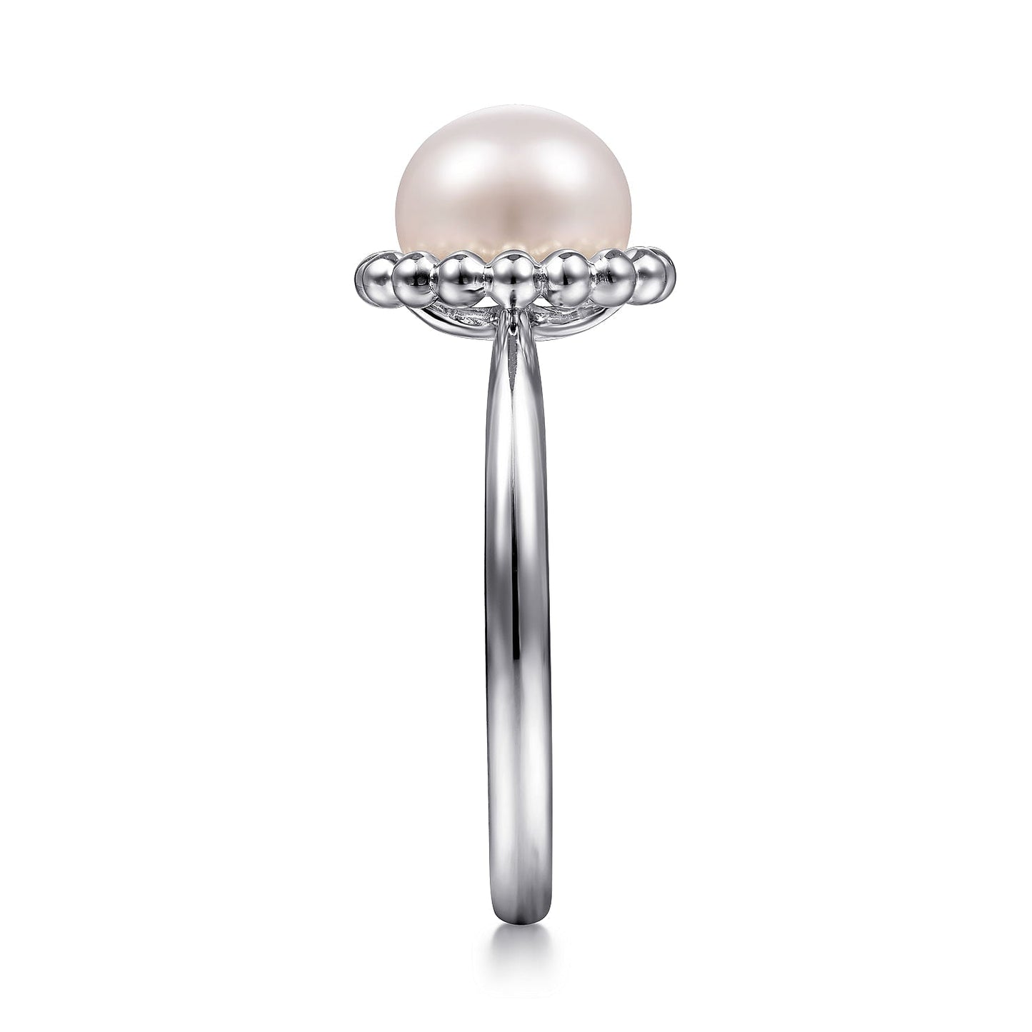 Sterling Silver Pearl Ring with Bujukan Beaded Halo - Warwick Jewelers