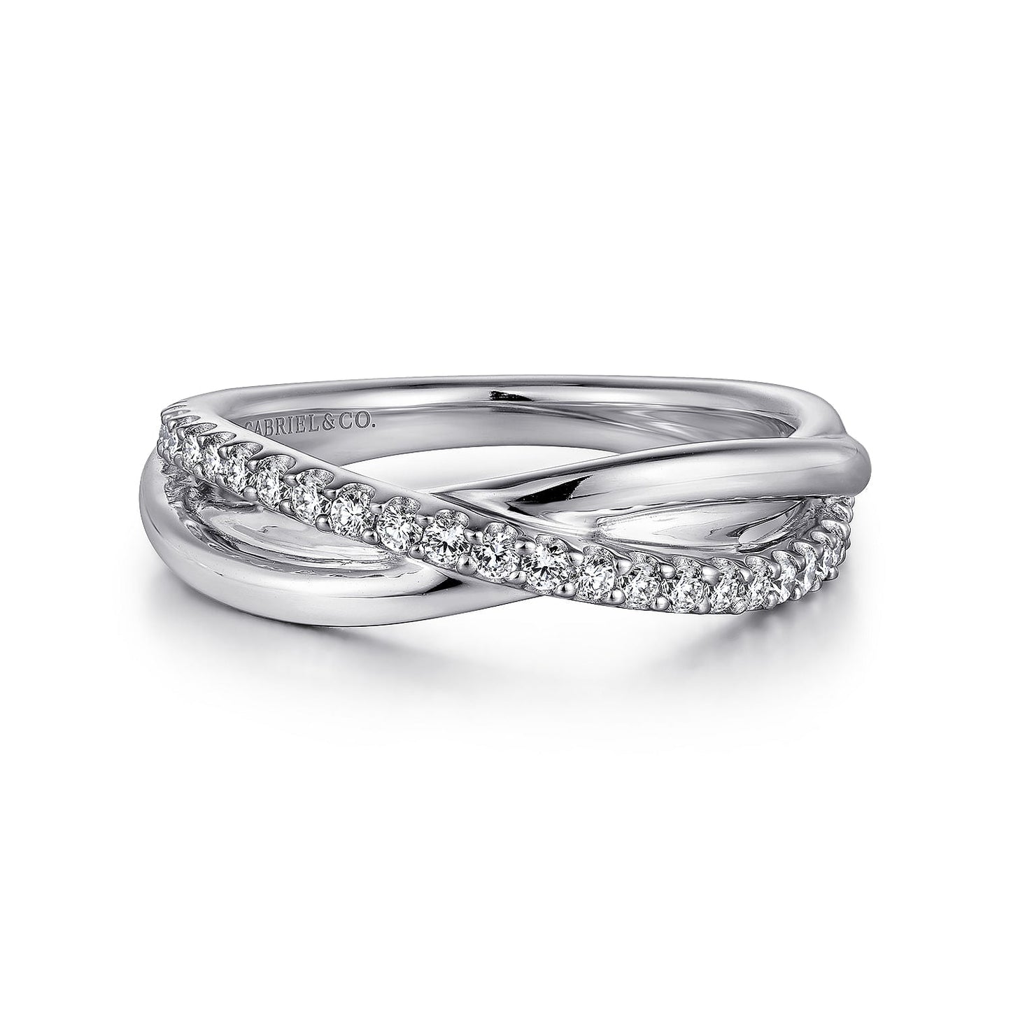 Sterling Silver White Sapphire Pave Criss Cross Ring - Warwick Jewelers