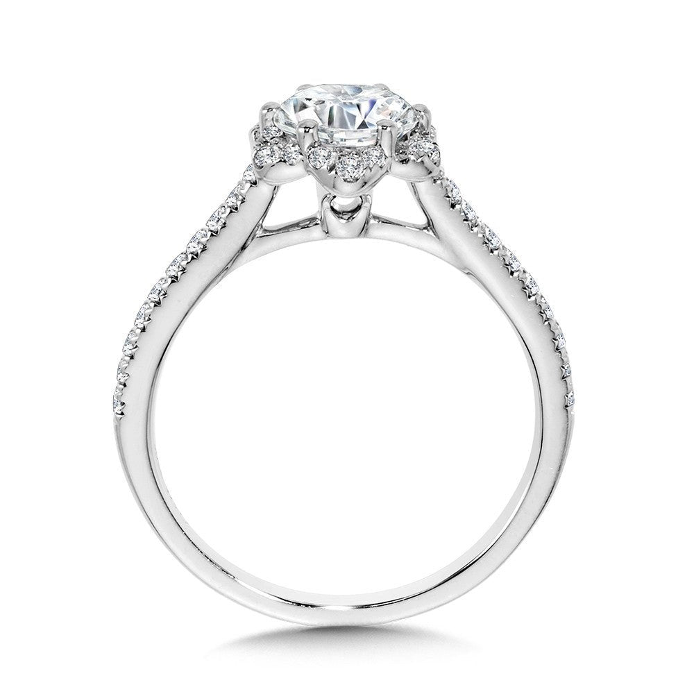 Straight Floral Halo Engagement Ring - Warwick Jewelers