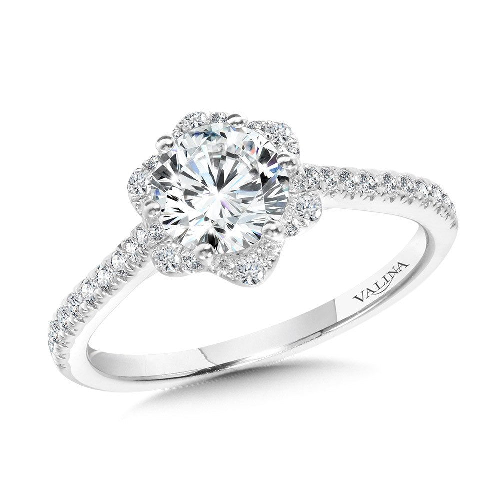 Straight Floral Halo Engagement Ring - Warwick Jewelers