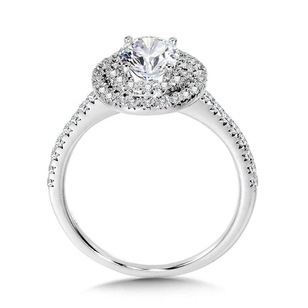 Straight Oval Double-Halo Diamond Engagement Ring - Warwick Jewelers