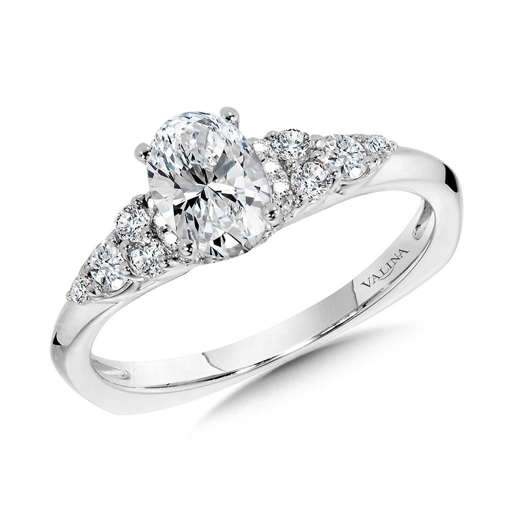 Tapered Oval Diamond Engagement Ring - Warwick Jewelers