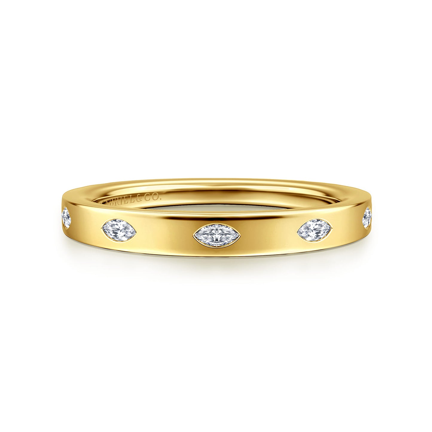 Yellow Gold 5 Stone Flush Set Marquise Diamond Cigar Band
