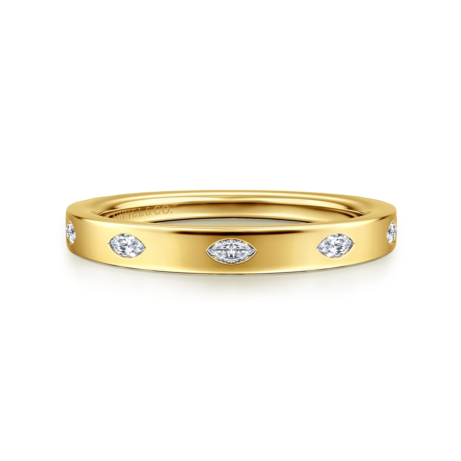 Yellow Gold 5 Stone Flush Set Marquise Diamond Cigar Band