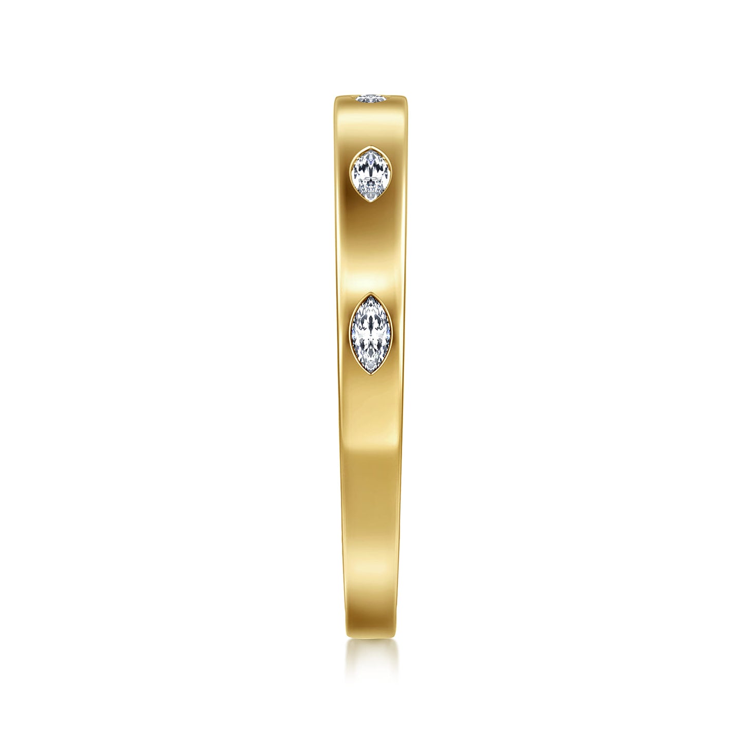 Yellow Gold 5 Stone Flush Set Marquise Diamond Cigar Band