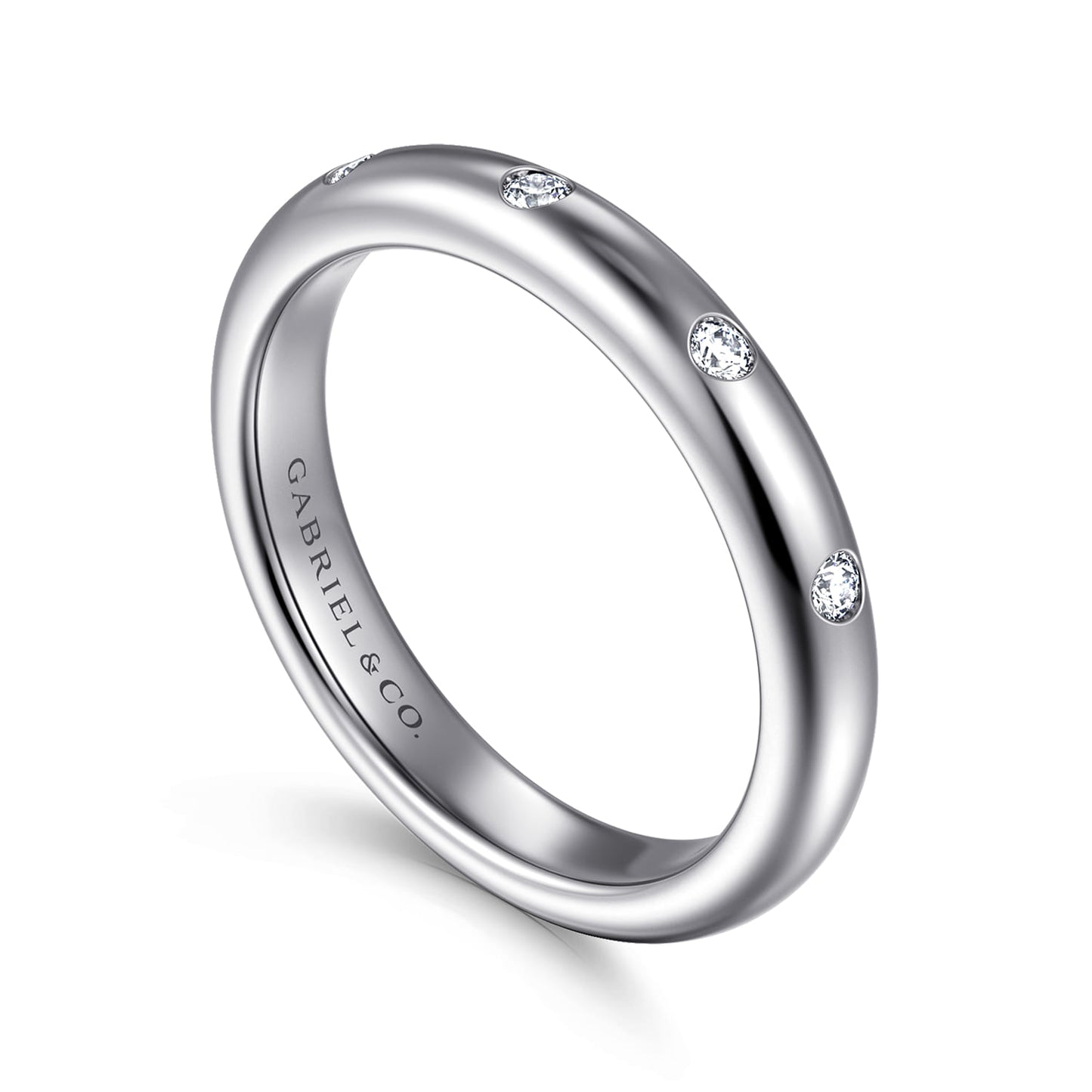 White Gold Flush Set 5 Stone Diamond Anniversary Band