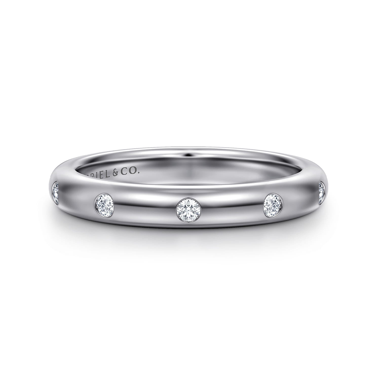 White Gold Flush Set 5 Stone Diamond Anniversary Band