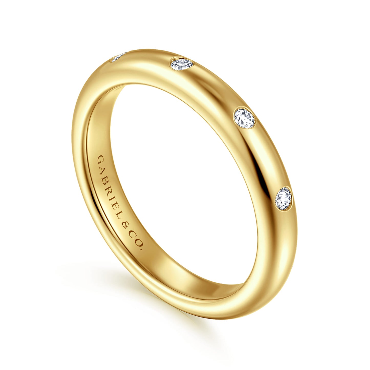 Yellow Gold Flush Set 5 Stone Diamond Anniversary Band