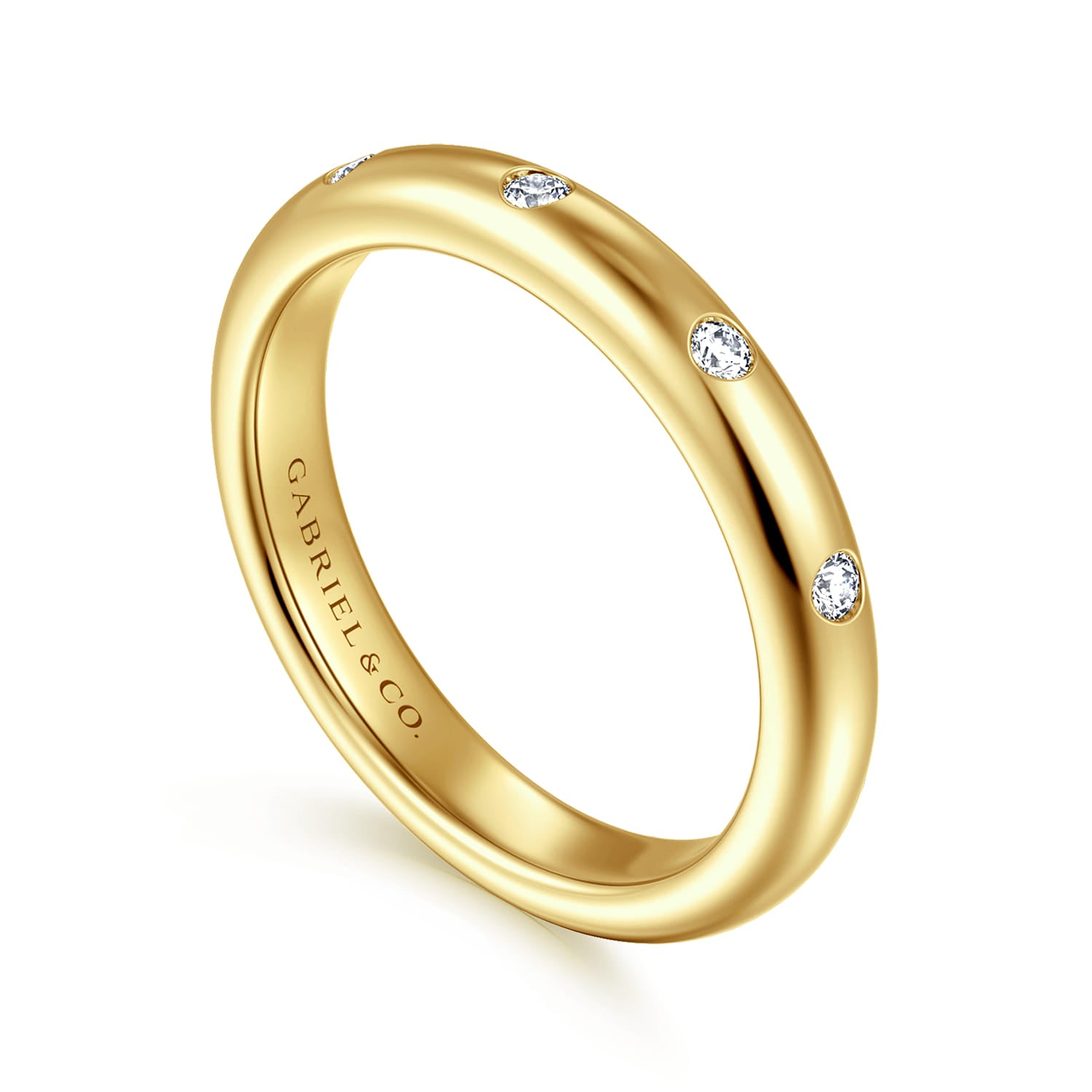 Yellow Gold Flush Set 5 Stone Diamond Anniversary Band