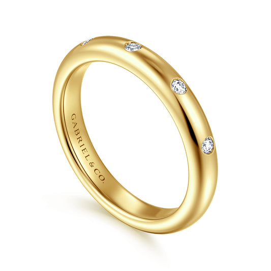 Yellow Gold Flush Set 5 Stone Diamond Anniversary Band