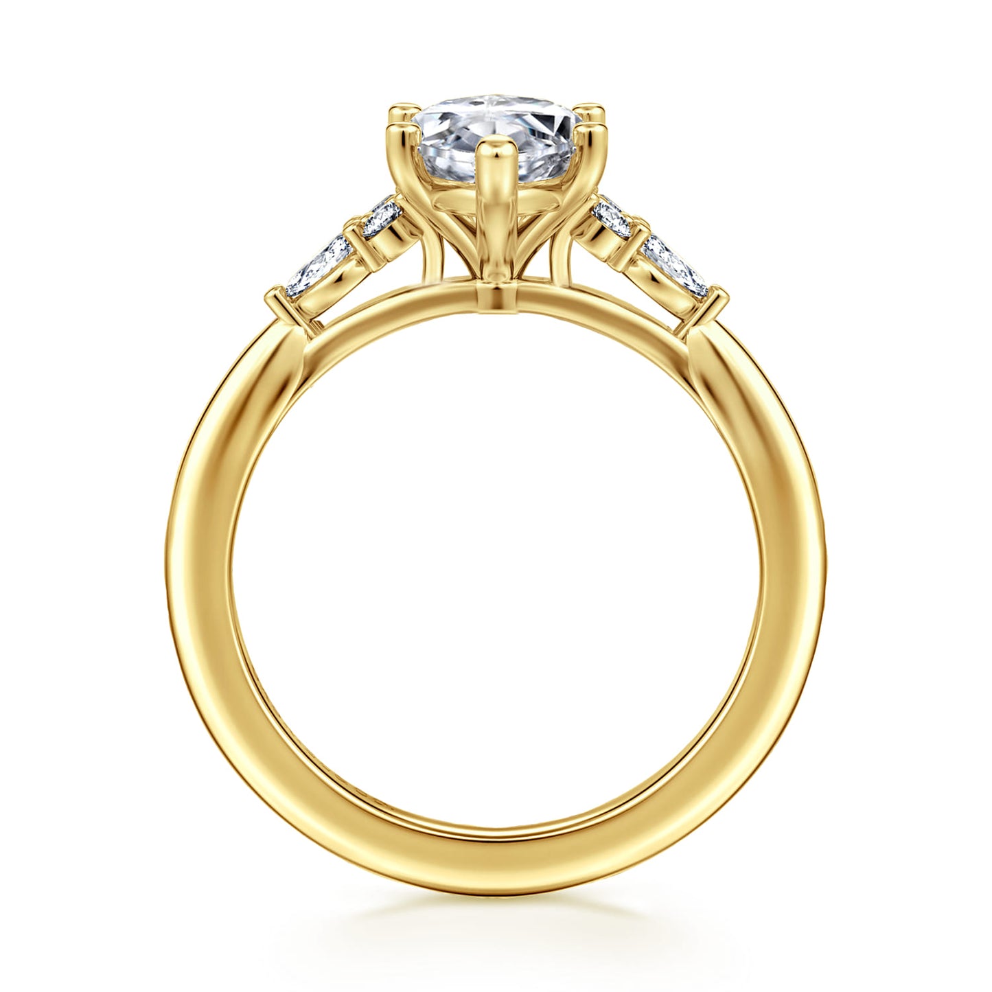 Yellow Gold 6 Prong Marquise Shape Diamond Engagement Ring