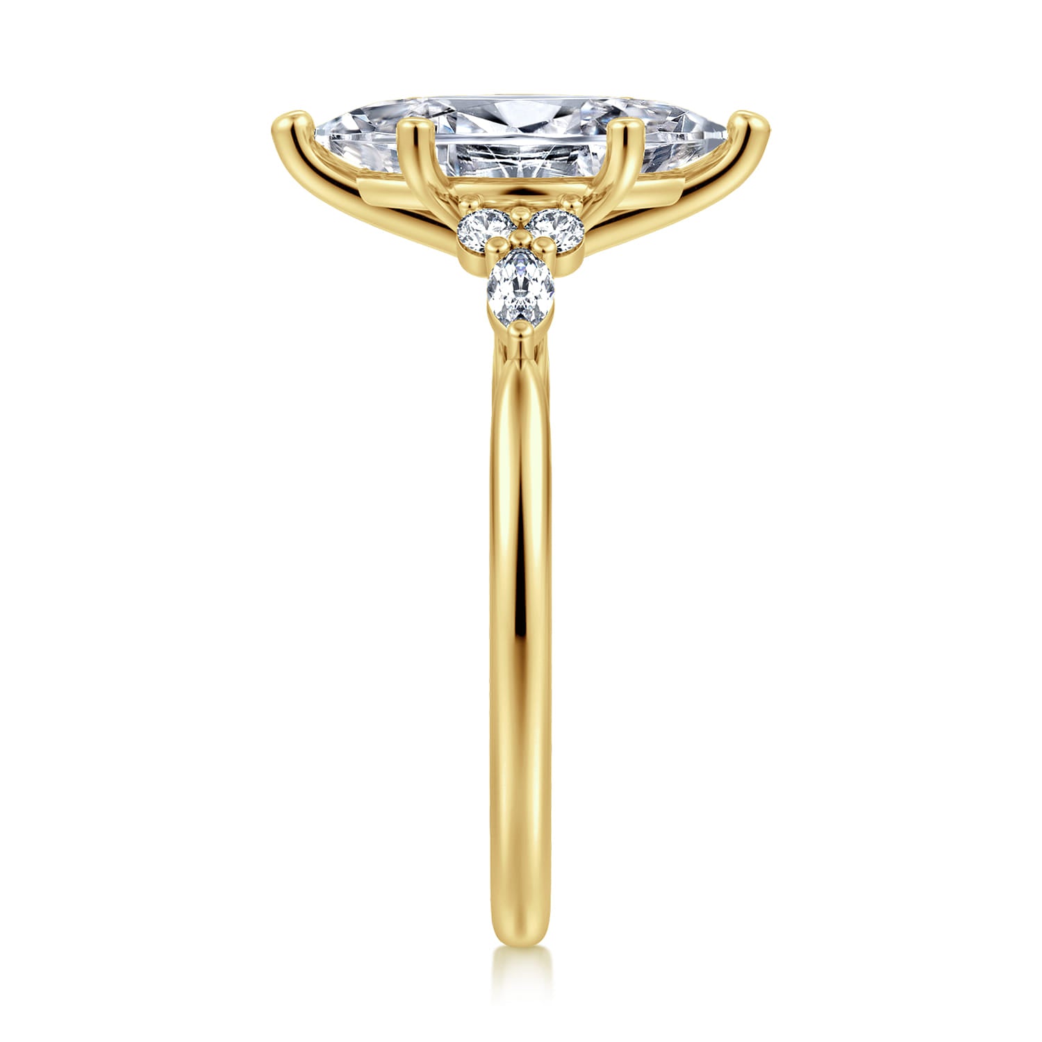 Yellow Gold 6 Prong Marquise Shape Diamond Engagement Ring