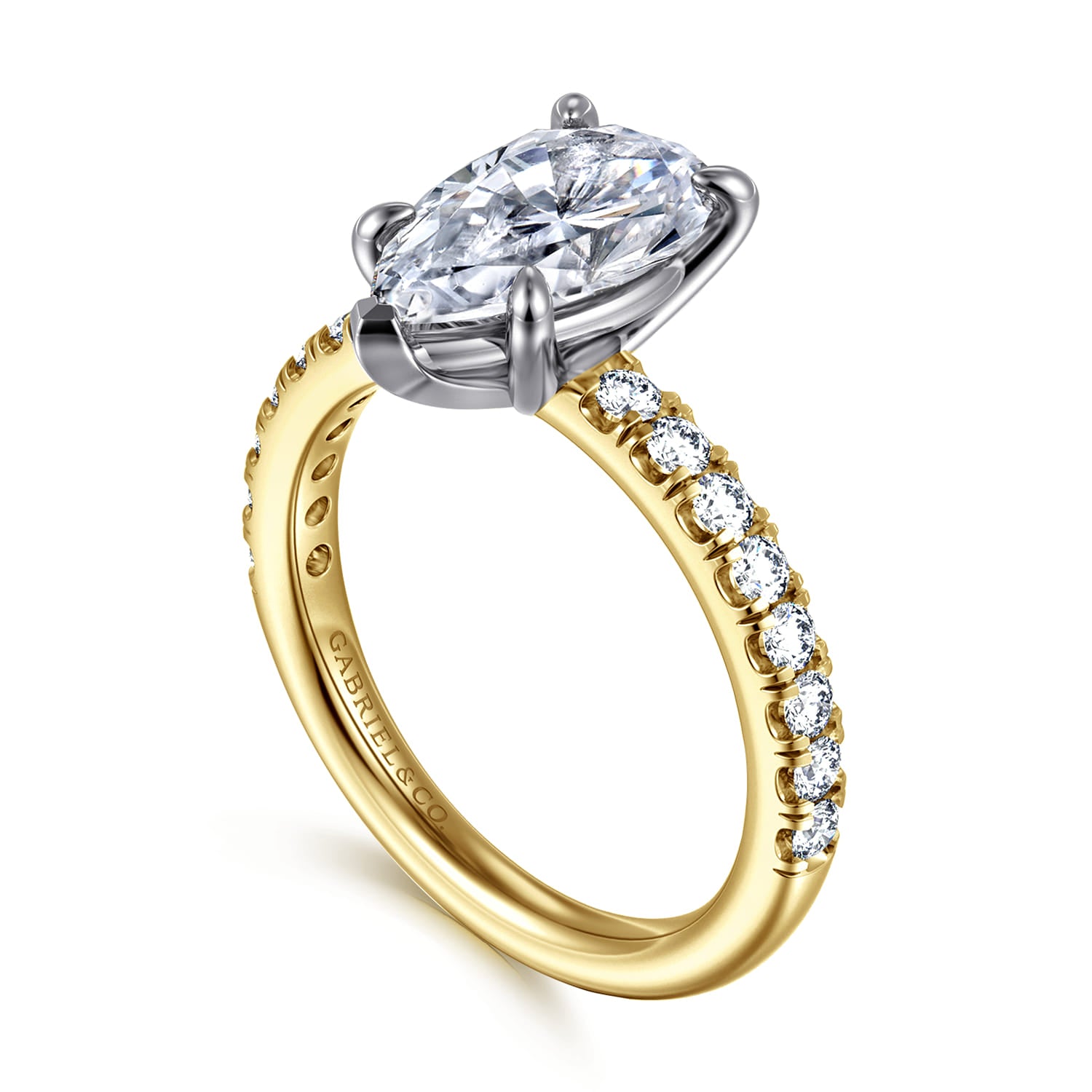 White-Yellow Gold Pear Shape Diamond Engagement Ring