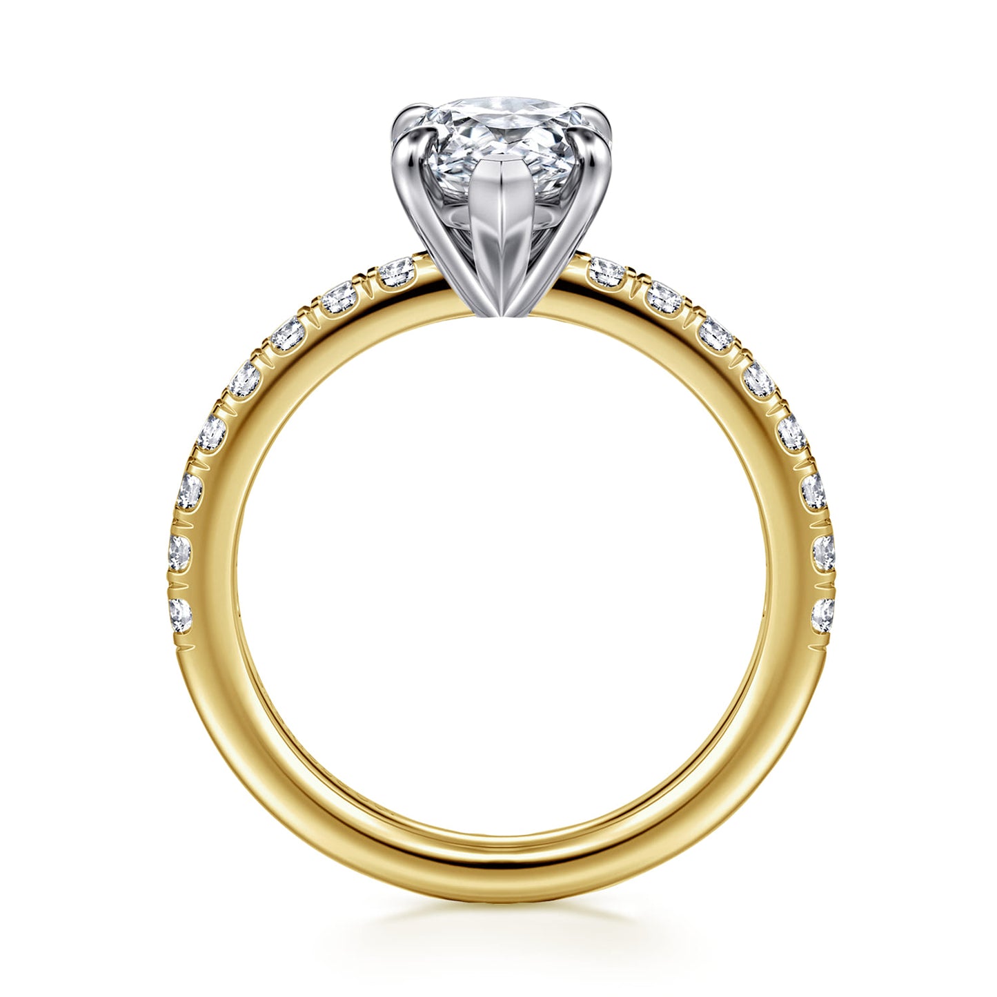 White-Yellow Gold Pear Shape Diamond Engagement Ring