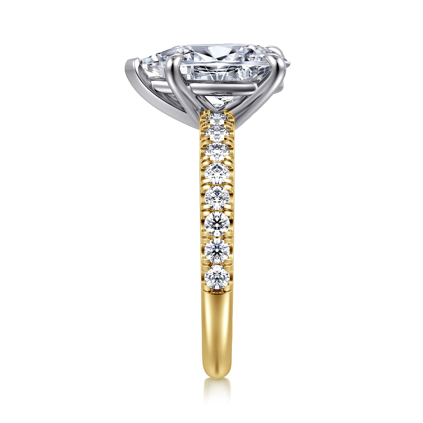 White-Yellow Gold Pear Shape Diamond Engagement Ring