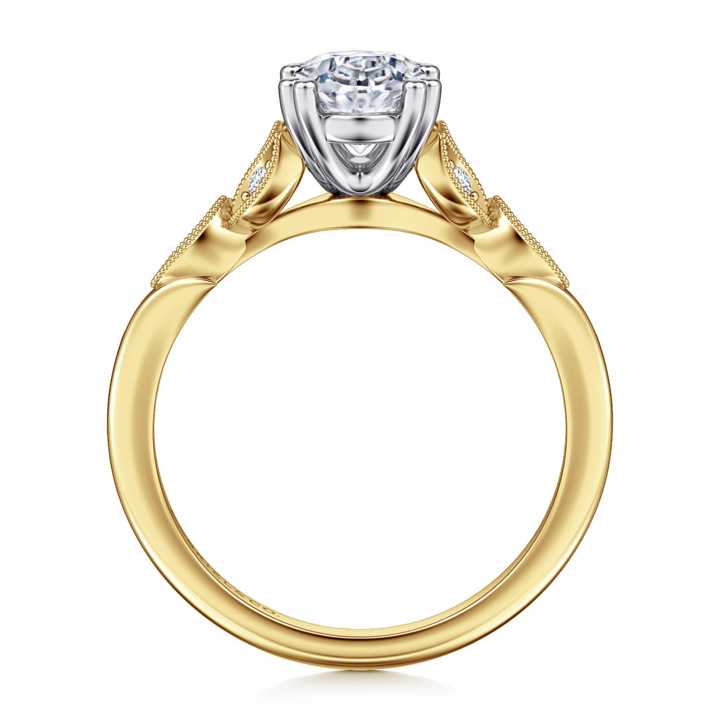 14K White-Yellow Gold Oval Diamond Engagement Ring
