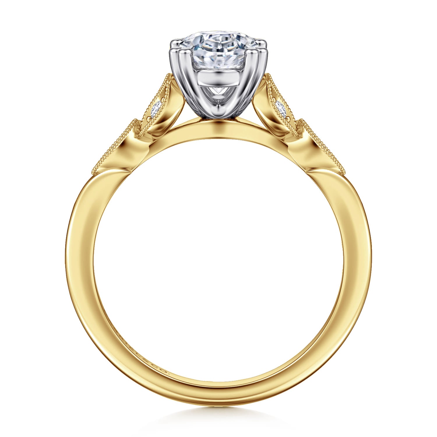 14K White-Yellow Gold Oval Diamond Engagement Ring