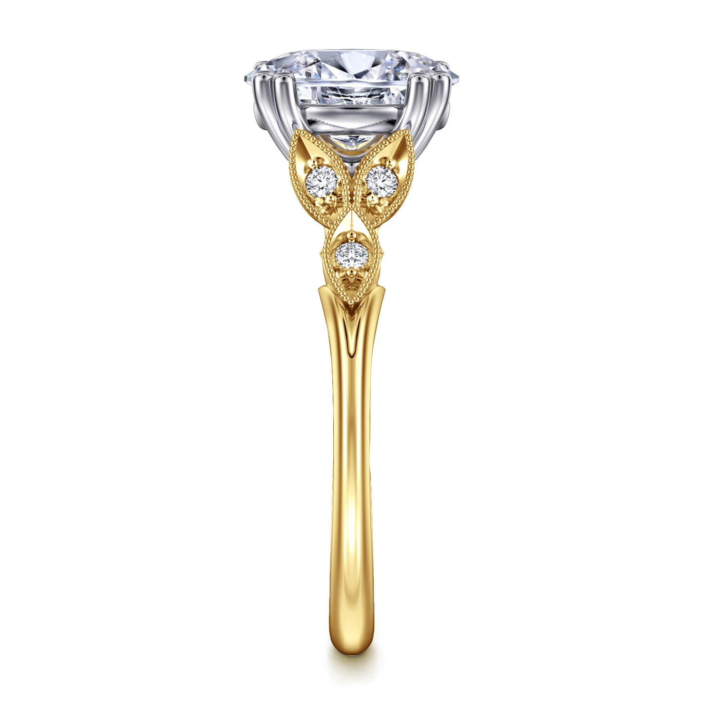 14K White-Yellow Gold Oval Diamond Engagement Ring