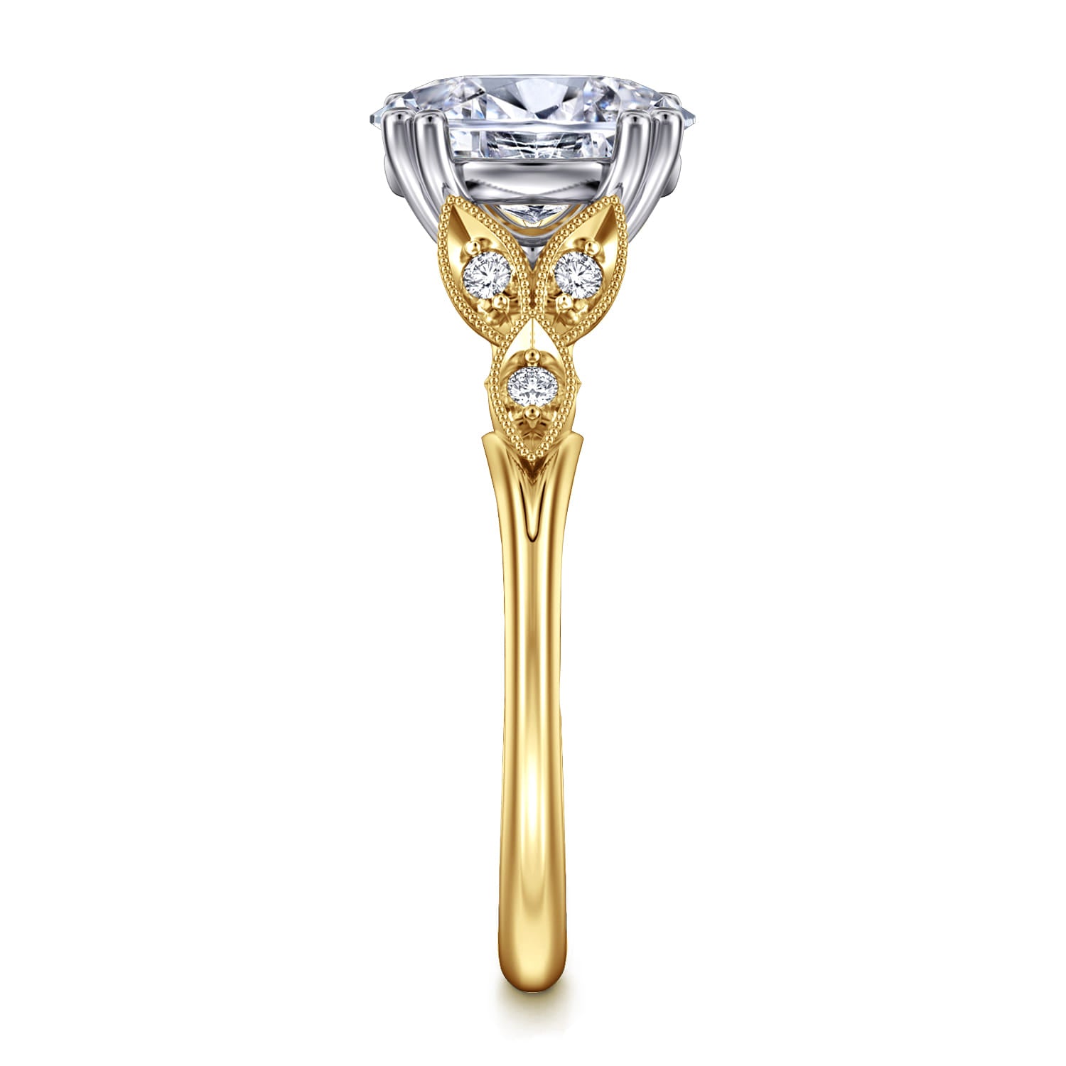 14K White-Yellow Gold Oval Diamond Engagement Ring