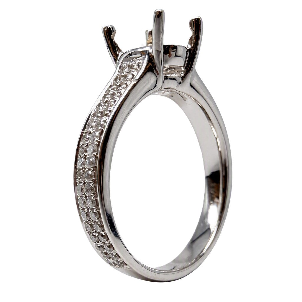 18K White Gold Semi Mount Engagement Ring with .37ctw Round Brilliant Diamonds