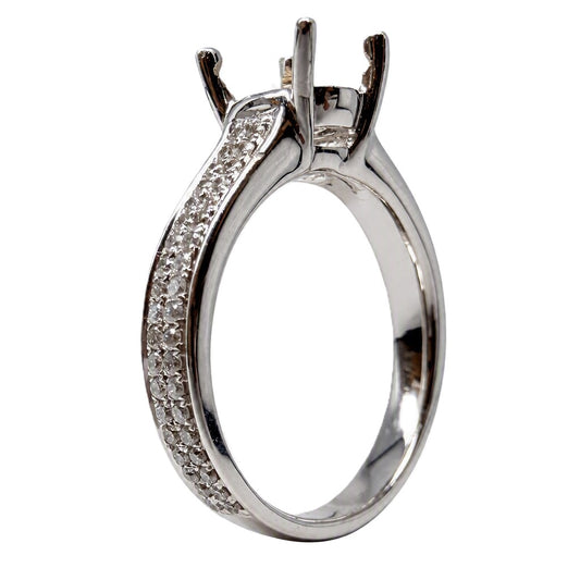18K White Gold Semi Mount Engagement Ring with .37ctw Round Brilliant Diamonds