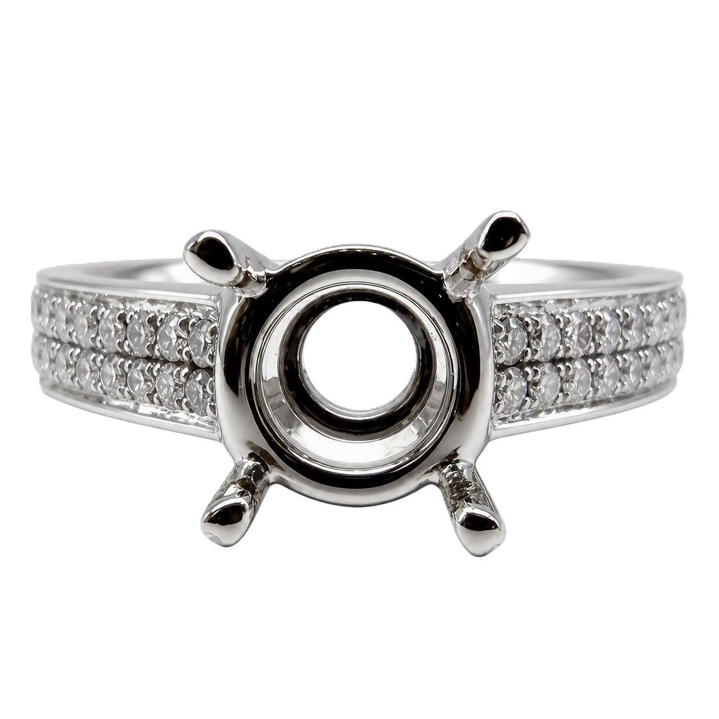 18K White Gold Semi Mount Engagement Ring with .37ctw Round Brilliant Diamonds