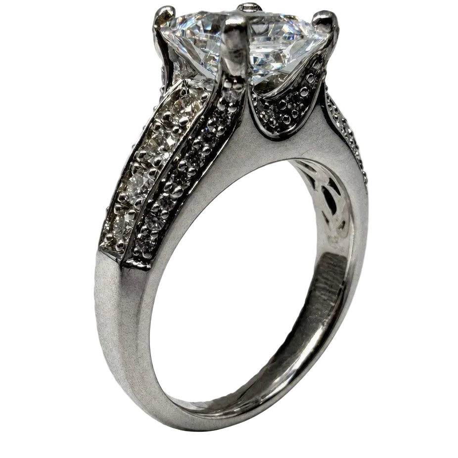 18K White Gold Semi Mount Engagement Ring