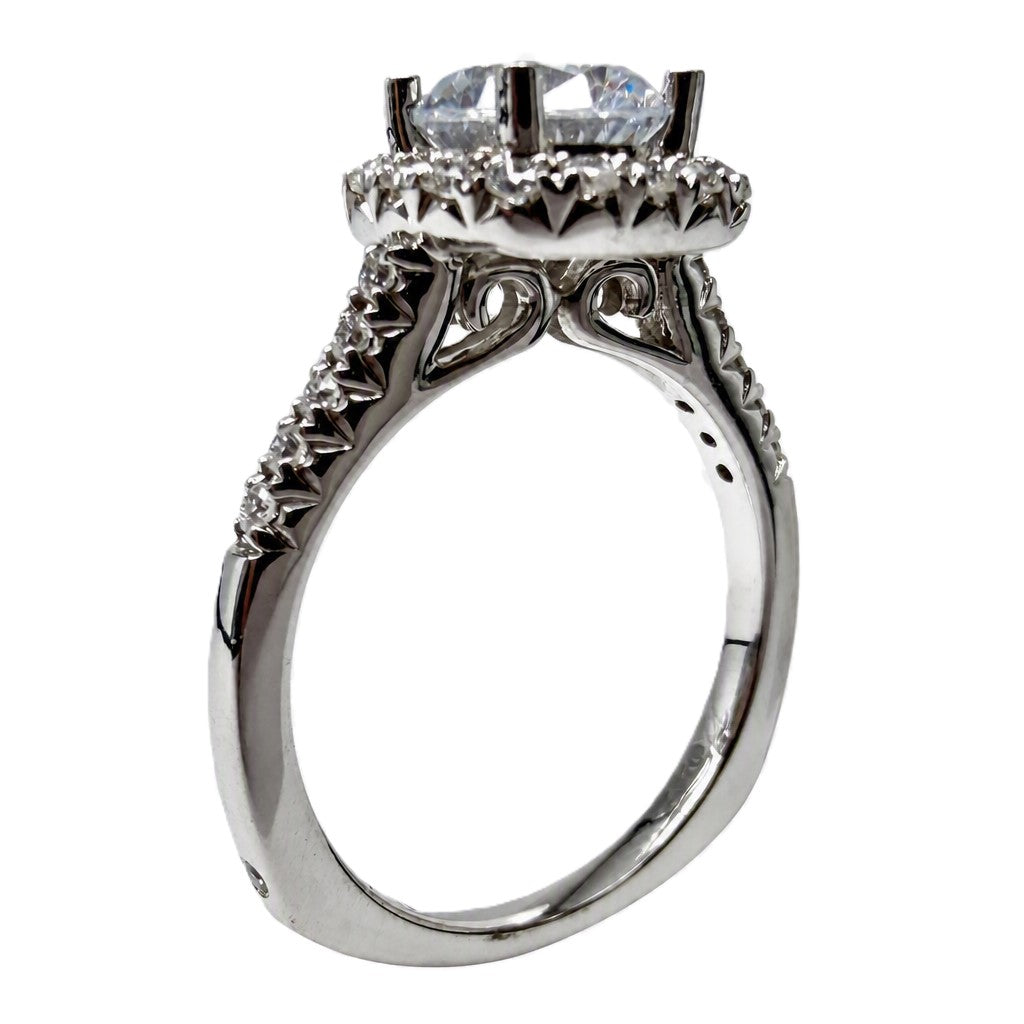 14K White Gold Diamond Halo Engagement Ring
