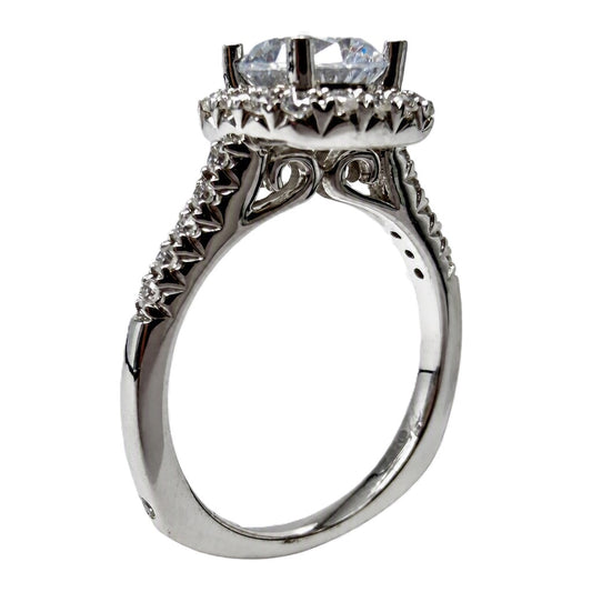 14K White Gold Diamond Halo Engagement Ring