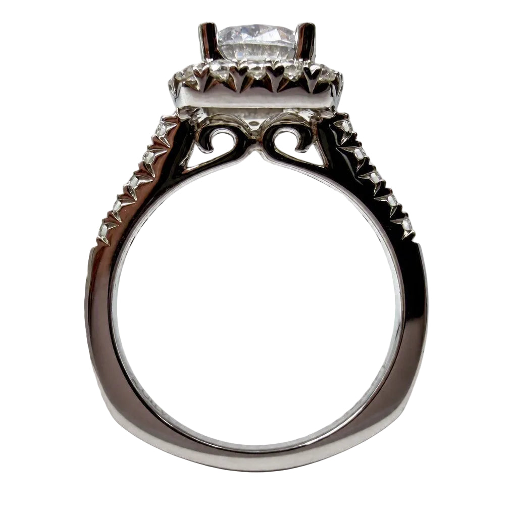 14K White Gold Diamond Halo Engagement Ring