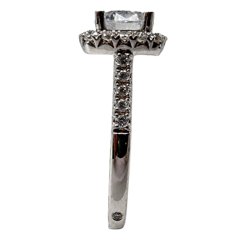 14K White Gold Diamond Halo Engagement Ring
