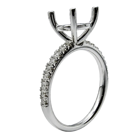 18K White Gold Semi Mount Engagement Ring with .27ctw Diamonds