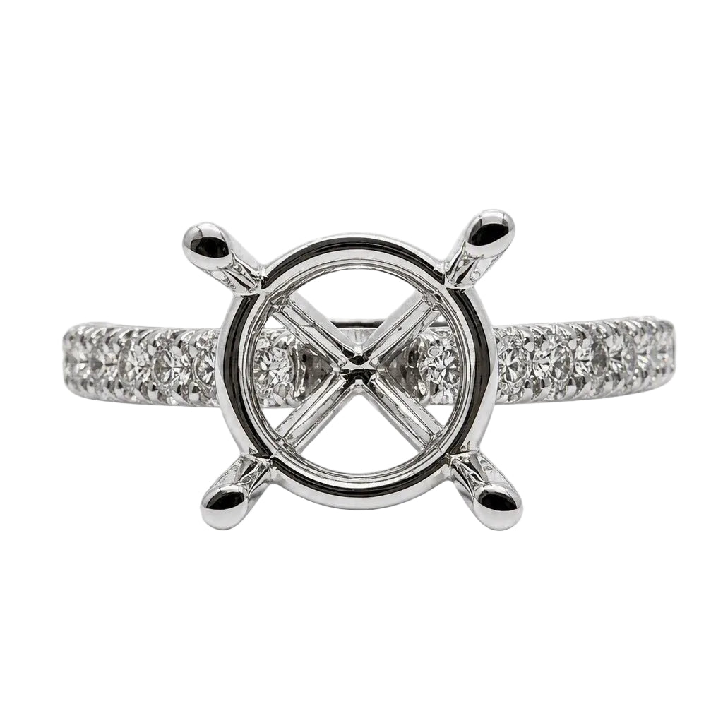 18K White Gold Semi Mount Engagement Ring with .27ctw Diamonds