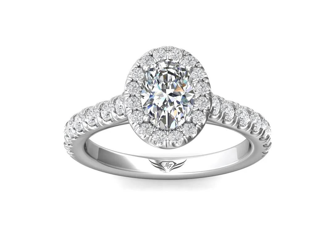 14k White Gold Halo Oval Engagement Ring