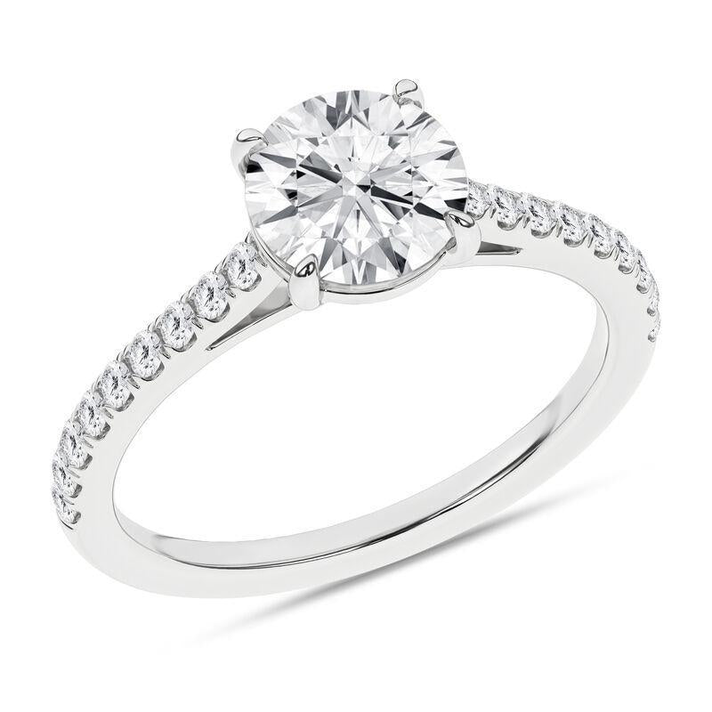Pompeii3 1 3 4ct Diamond 1 1 2ct Center Engagement Ring 14K White Gold Lab Grown