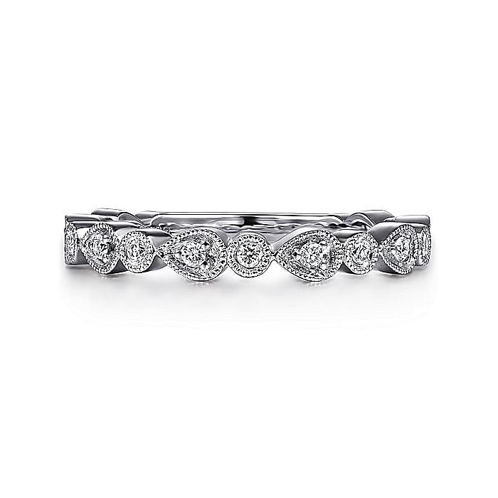 Pear and Round Station Stackable Diamond Ring