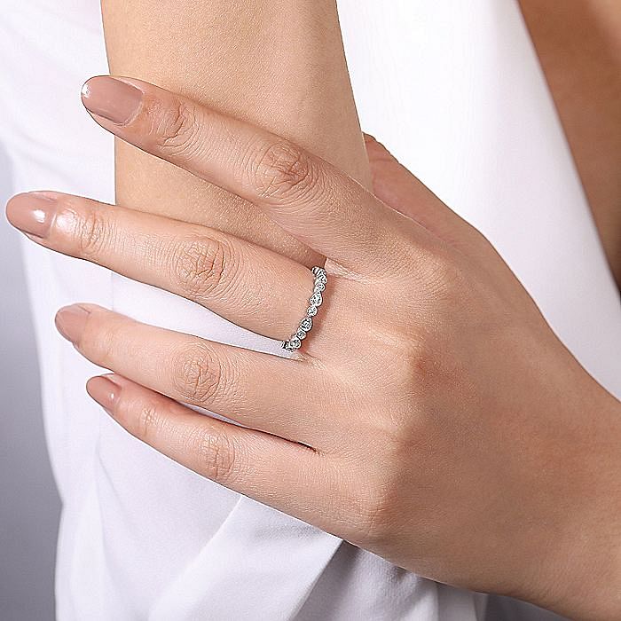 Pear and Round Station Stackable Diamond Ring