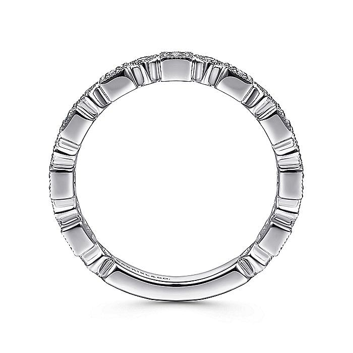 14K White Gold Geometric Diamond Stackable Ring