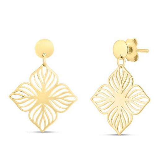 14K Flower Cutout Drop Earrings - Warwick Jewelers