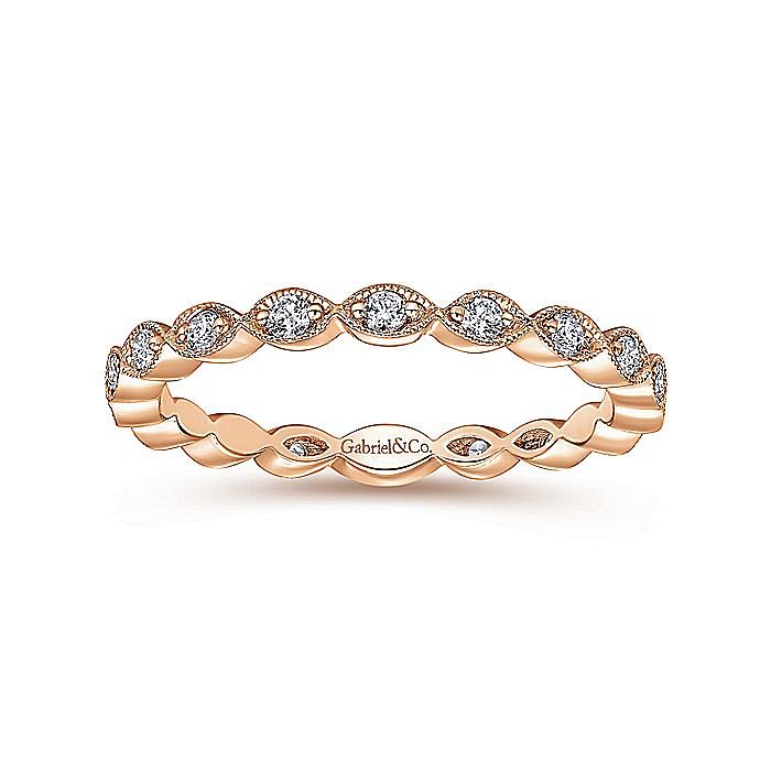 14K Rose Gold Marquise Station Diamond Stackable Ring - Warwick Jewelers