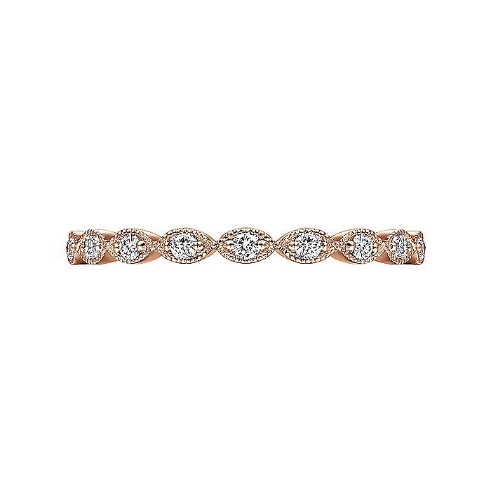 14K Rose Gold Marquise Station Diamond Stackable Ring - Warwick Jewelers