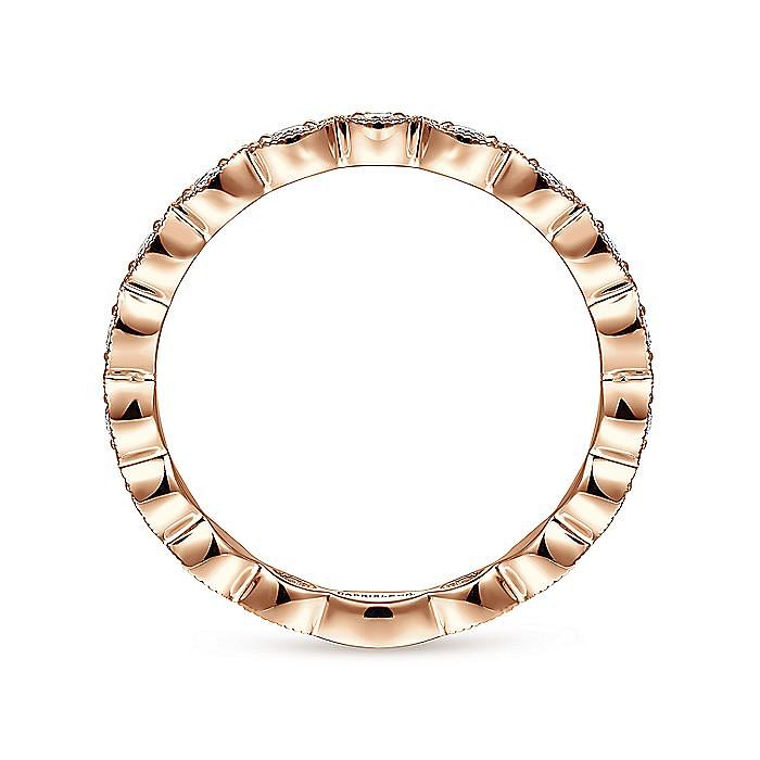 14K Rose Gold Marquise Station Diamond Stackable Ring - Warwick Jewelers