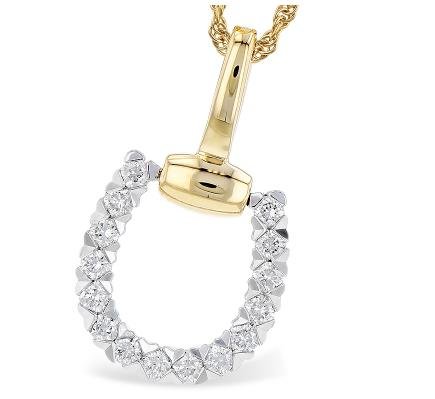 14k Two Toned Horseshoe Style Diamond Pendant - Warwick Jewelers