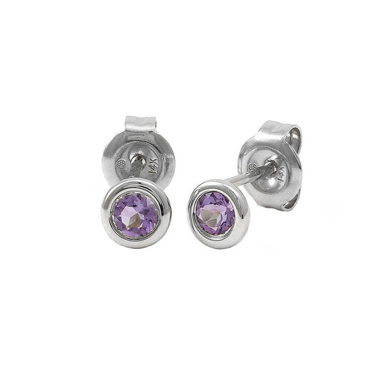 14K White Gold Amethyst Studs - Warwick Jewelers