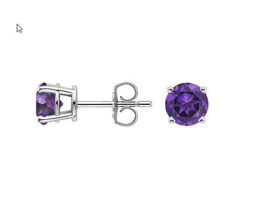 14K White Gold Amethyst Studs - Warwick Jewelers