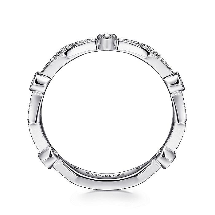 14K White Gold Angular Shape Station Stackable Diamond Ring - Warwick Jewelers