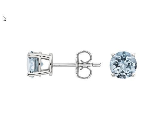 14K White Gold Aquamarine Studs - Warwick Jewelers